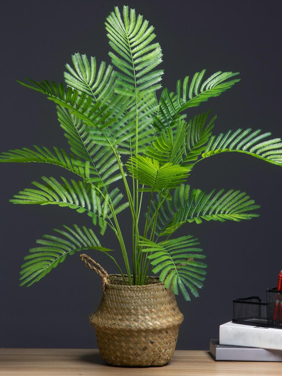 1入組人造熱帶印花植物帶18樹葉適用於家庭裝飾用品 - 黃色 - 查看 1