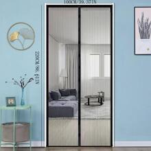 带钩环的磁性纱门，重型网状和防蚊纱门，免提磁性密封，适合门尺寸最大为 80x200cm，夏季防虫/防苍蝇/防昆虫，全框钩环 - 黑色 - 查看 8