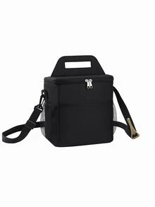 1pc 9L Portable Black Polyester Camping Insulation Bag - Black - View 3