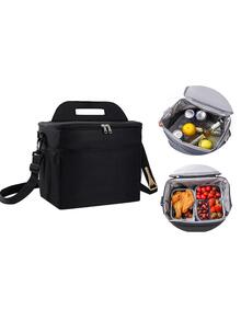 1pc 9L Portable Black Polyester Camping Insulation Bag - Black - View 6