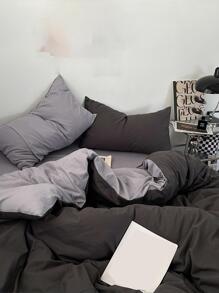 3 件套灰绿色混纺柔软舒适拉绒羽绒被套（1 个羽绒被套 + 2 个枕套，无填充物），可机洗，适合所有季节、卧室、客房 - 灰色 - 查看 9