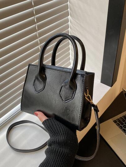 Mini Solid Colour Minimalist Square Bag Casual Adjustable Strap For Daily Use