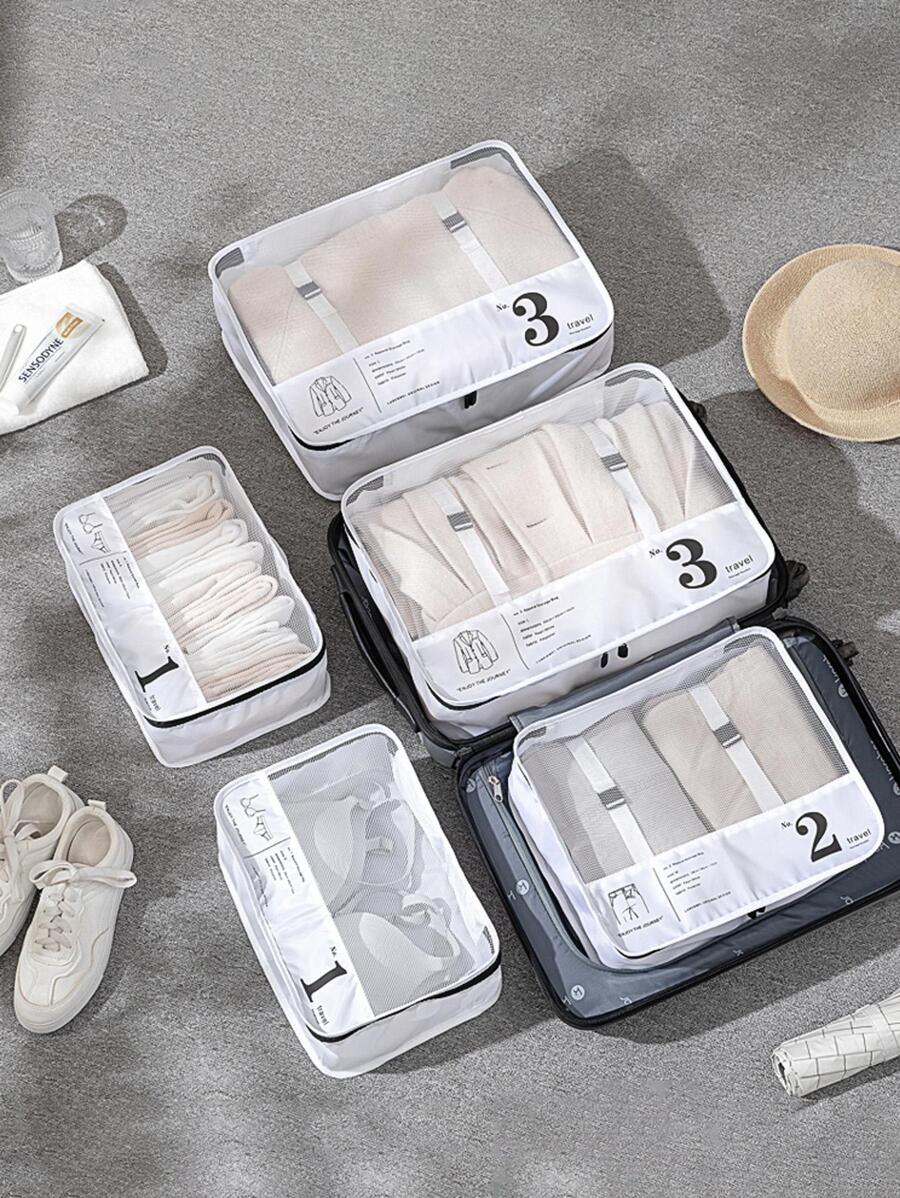 1pc Travel Clothes Storage Bag,Boho Vibes - White - View 1