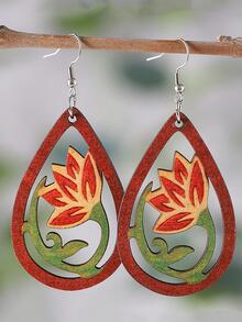 Hollow Out Water Drop Earrings - Multicolor - View 2