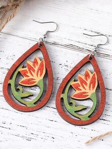 Hollow Out Water Drop Earrings - Multicolor - View 1