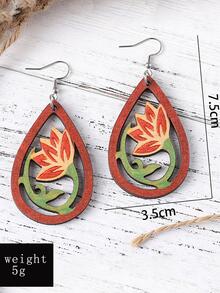 Hollow Out Water Drop Earrings - Multicolor - View 3