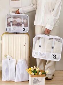 1pc Travel Clothes Storage Bag,Boho Vibes - White - View 2