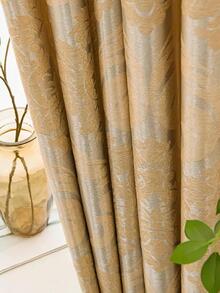 1入組歐式風復古提花和防塵窗簾 - 金色 - 查看 4