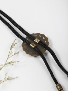 1pc Men's Retro Black Sapphire Feather Tassel Polka Dot Necktie, Suitable For Daily Wear - Black - View 4