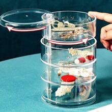 1入組透明多層可旋轉首飾收納盒 - 無色 - 查看 4