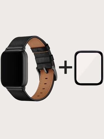 1入組真皮帶和1入組屏幕保護膜適合男人及女人蘋果手錶系列:45mm49mm38mm40mm41mm42mm44MM,適用於系列:Ultra/SE/8/7/6/5/4/3/2/1