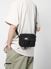 多功能轻便时尚男士黑色斜挎包单肩包单肩包休闲包学生新生侧包方形包节日旅行必备品夏季男友礼物大学包父亲节礼物爸爸返校多功能宿舍单肩包男士包斜挎包侧包学生秋季信使包老款万圣节圣诞尖叫男包冬季男包时尚休闲感恩节包手提包腰包骑行包腰包健身包 - 黑色 - 查看 1