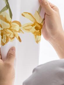 向日葵圖案單片透視窗簾 - 彩色 - 查看 3