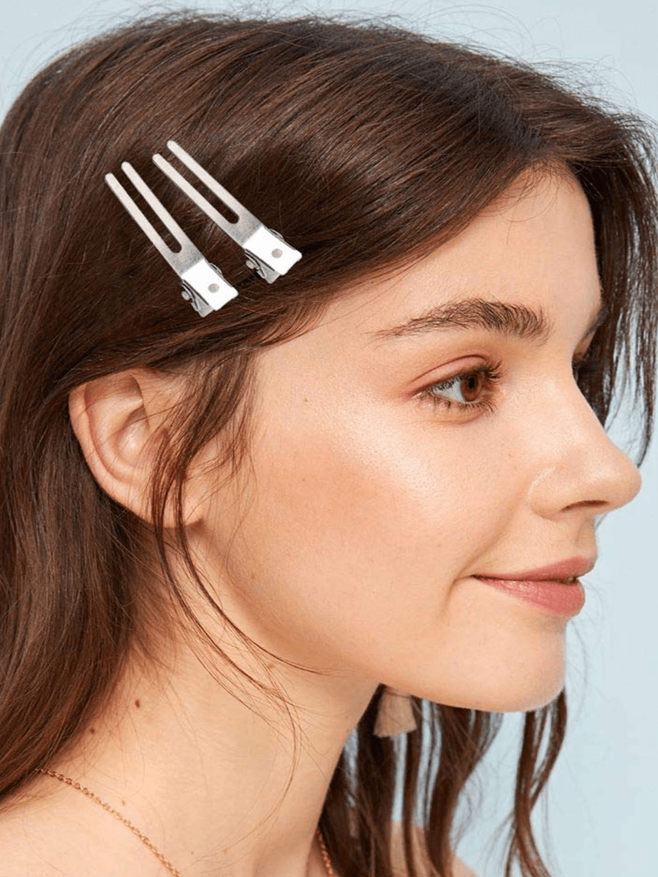 60 Pcs Hairdressing Double Prong Curl Clips 1.8" Curl Setting Section Hair Clips for Hair Bow