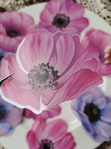 1pack/10pcs Ink Flower Pattern Pet Stickers For Journal Decoration - Multicolor - View 4