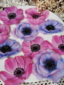 1pack/10pcs Ink Flower Pattern Pet Stickers For Journal Decoration - Multicolor - View 2