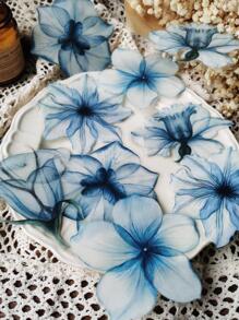 1pack/10pcs Ink Flower Pet Stickers For Diary Decoration Back To School - Multicolor - View 2