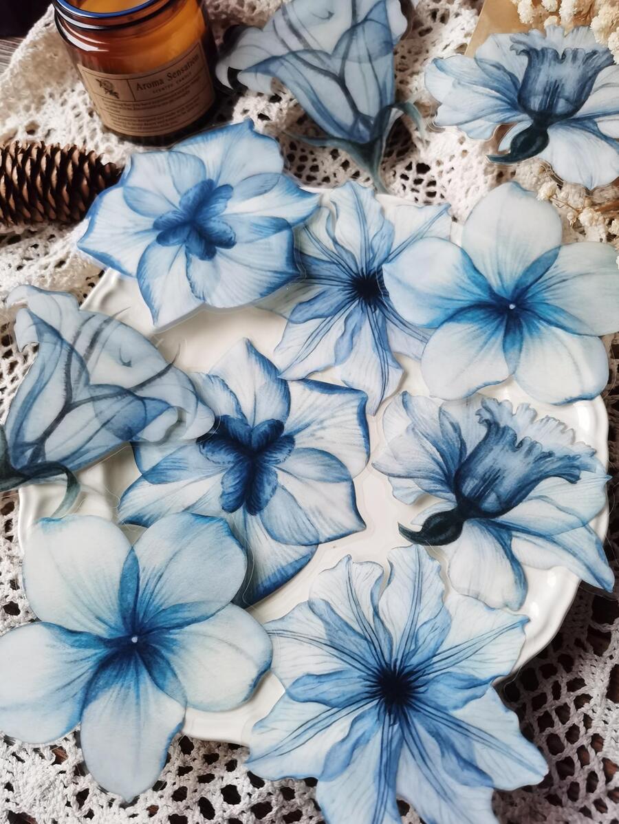 1pack/10pcs Ink Flower Pet Stickers For Diary Decoration Back To School - Multicolor - View 1