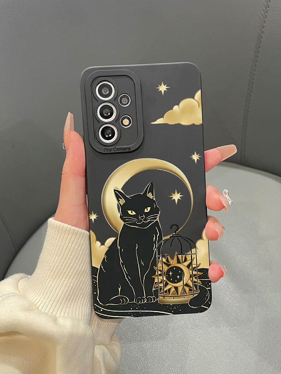 1 件哑光 TPU 硅胶猫图案手机壳适用于 Apple iPhone、三星 Galaxy A/S 系列、小米 Redmi Note、OPPO A/Reno、INFINIX 手机、随机相机切口设计 - 彩色 - 查看 1