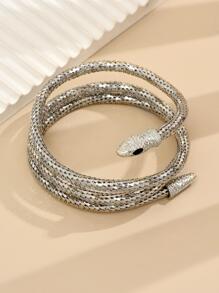Snake Design Arm Cuff - Silver - View 5