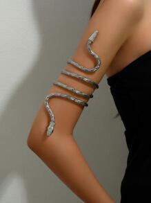 Snake Design Arm Cuff - Silver - View 6
