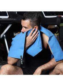 Synthetic Fiber Solid Color Quick Dry Sport Towel - Blue - View 3