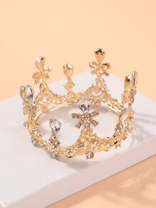 1入組女孩水鑽裝飾王冠設計魅力四射髮箍適用於生日派對 - 金色 - 查看 9