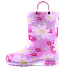 PENNYSUE Toddler Light Up Rain Boots Patterns And Glitter Rain Boots For Girls Boys With Handles