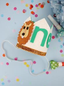 1 Họa Tiết Sư Tử 1 Tuổi Nón Sinh Nhật Cho Tiệc Hình Chống Đỡ - Nhiều màu - Xem 3