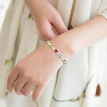 JOLEE 925銀手鏈,搭配彩色寶石(橄欖石,石榴石,天然水晶),適合作為女孩贈禮 - 彩色 - 查看 5