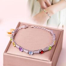 JOLEE 925銀手鏈,搭配彩色寶石(橄欖石,石榴石,天然水晶),適合作為女孩贈禮 - 彩色 - 查看 3