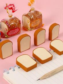 4 cái/bộ Ngẫu nhiên Mini Bánh mỳ Thiết kế Cục tẩy , Phim hoạt hình dễ thương Mini Bánh mì nướng Hình dạng Cao su Cục tẩy Văn phòng phẩm - Nhiều màu - Xem 5