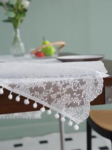 1 pieza Bandera rosa & con encaje con bordado decorativo mesa - Blanco - Ver 6
