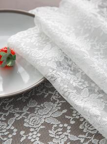 1 pieza Bandera rosa & con encaje con bordado decorativo mesa - Blanco - Ver 9