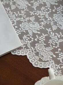 1 pieza Bandera rosa & con encaje con bordado decorativo mesa - Blanco - Ver 8