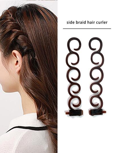 2 件装，女士编织器，侧边辫子发型造型工具，扭辫辫子，发髻制作器，适用于日常生活（长度 13.5 厘米/5.31 英寸）情人节情侣礼物发饰工具，发型设计工具