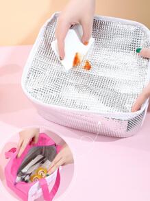 Cartoon Rabbit Pattern Lunch Bag, Large Capacity Tote Bag, Student Lunch Box Bag Insulated Lunch BagBack To School Lunch Kit School Stuff For School Lunch Box Bag Home Essentials Back To School Supplies - Hot Pink - View 4