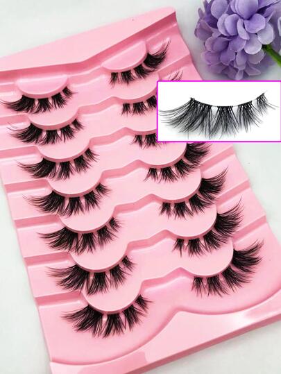False Eyelashes,7Pairs Cat Eye Fake Eyelashes End Eye Elongated Eyelashes Fake Lashes Segmented Diy Eyelashes