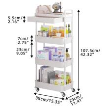 Multilayer Rolling Storage Cart with Drawer,Multifunctional Storage Organizer with Plastic Shelf & Metal Wheels,Storage Rack for Kitchen,Bathroom,Living Room,Office - 白色 - 查看 10