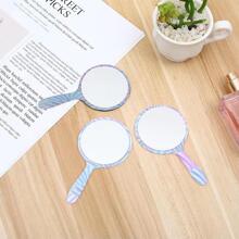 Espejo cosmético, espejo de mango portátil, espejo de mano para maquillaje, espejo portátil redondo, mini espejo - Multicolor - Ver 4