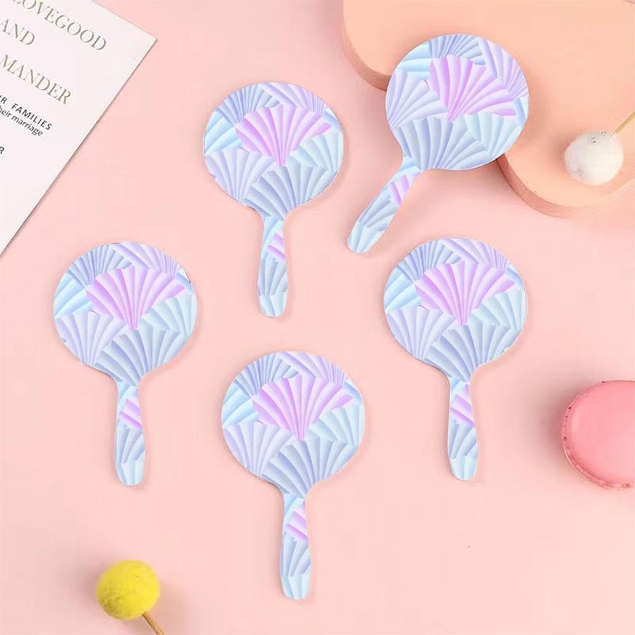 Espejo cosmético, espejo de mango portátil, espejo de mano para maquillaje, espejo portátil redondo, mini espejo - Multicolor - Ver 1