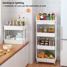 Multilayer Rolling Storage Cart with Drawer,Multifunctional Storage Organizer with Plastic Shelf & Metal Wheels,Storage Rack for Kitchen,Bathroom,Living Room,Office - 白色 - 查看 8