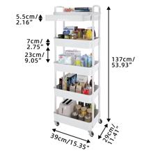 Multilayer Rolling Storage Cart with Drawer,Multifunctional Storage Organizer with Plastic Shelf & Metal Wheels,Storage Rack for Kitchen,Bathroom,Living Room,Office - 白色 - 查看 11