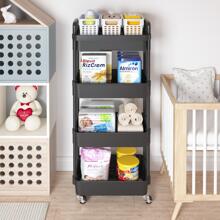Multilayer Rolling Storage Cart with Drawer,Multifunctional Storage Organizer with Plastic Shelf & Metal Wheels,Storage Rack for Kitchen,Bathroom,Living Room,Office - màu đen - Xem 5