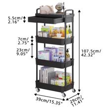 Multilayer Rolling Storage Cart with Drawer,Multifunctional Storage Organizer with Plastic Shelf & Metal Wheels,Storage Rack for Kitchen,Bathroom,Living Room,Office - màu đen - Xem 9