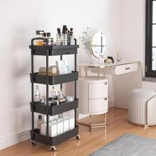 Multilayer Rolling Storage Cart with Drawer,Multifunctional Storage Organizer with Plastic Shelf & Metal Wheels,Storage Rack for Kitchen,Bathroom,Living Room,Office - màu đen - Xem 1