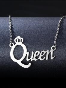 1 chiếc dây chuyền khắc tên bằng thép không gỉ dành cho nữ, có thể khắc chữ cái theo yêu cầu. - Bạc - Xem 8