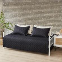 3 Piece Dark Grey Daybed Cover Set Twin Reversible Cozy Daybed Bedding Sets Double Sided Quilting Bedspread Coverlet Geometric Print Day Bed Cover All Season for Twin Bed with 2 Standard Shams,39"x75 - 黑色 - 查看 2