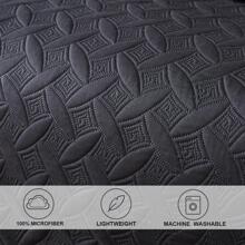 3 Piece Dark Grey Daybed Cover Set Twin Reversible Cozy Daybed Bedding Sets Double Sided Quilting Bedspread Coverlet Geometric Print Day Bed Cover All Season for Twin Bed with 2 Standard Shams,39"x75 - 黑色 - 查看 6