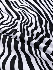 3 cái/bộ Bộ Chăn Ga Gối Họa Tiết Ngựa Vằn, 1 Vỏ Chăn Và 2 Vỏ Gối, Bộ Ga Giường Vải Gia Đình Hiện Đại - Đen và trắng - Xem 7